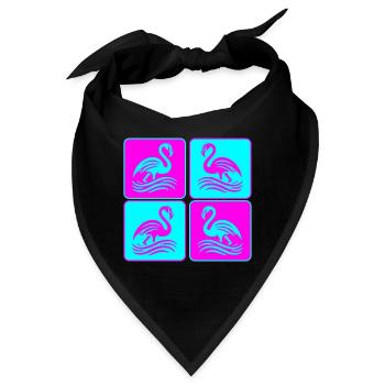 Flamingo Wellen Pop Art - Bandana - Schwarz - Vorne
