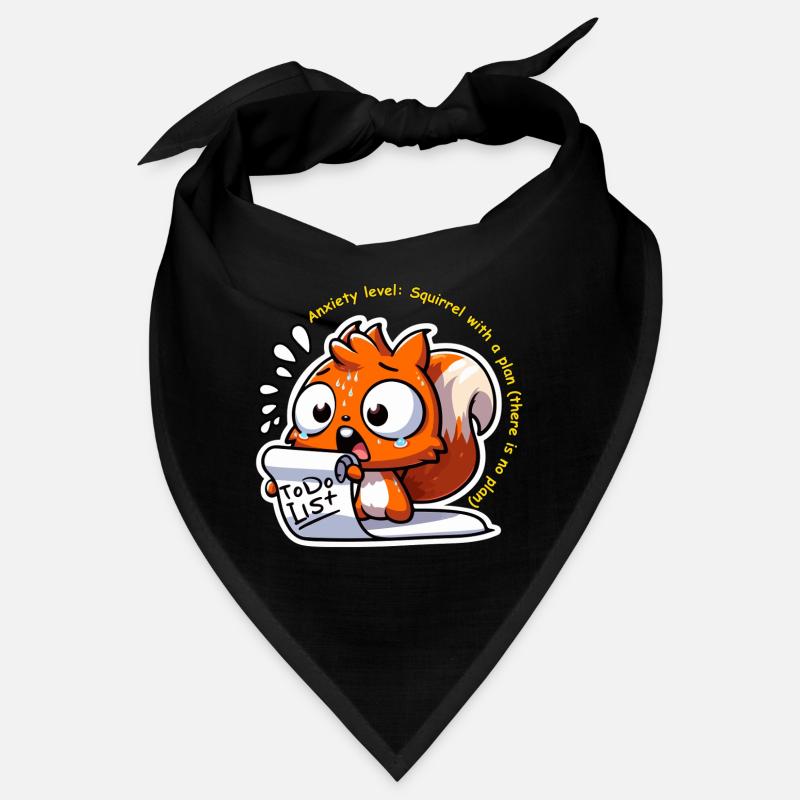 Anxious Squirrel with To-Do List - Bandana - black
