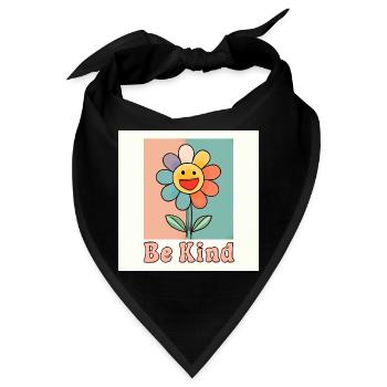 Be Kind - bunte Smily-Blume mit positiver Botschaf - Bandana - Schwarz - Vorne