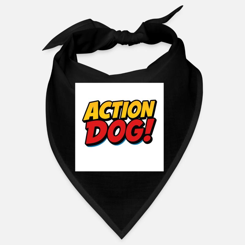 Action Hund Comic Stil - Bandana - Schwarz