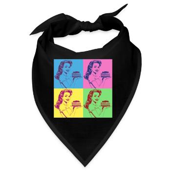 Backen Torte Backkönigin Backfee Bäckerin Pop Art - Bandana - Schwarz - Vorne