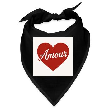 Liebevolle Herzform mit Amour-Text - Bandana - Schwarz - Vorne