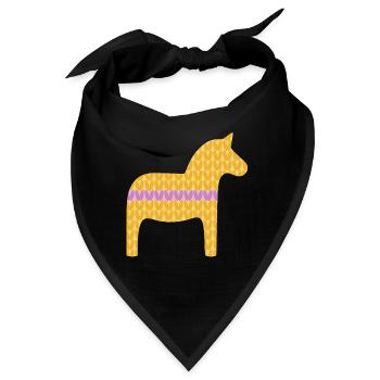 Dalapferd Strickmuster Pferde skandinavisch Deko - Bandana - Schwarz - Vorne