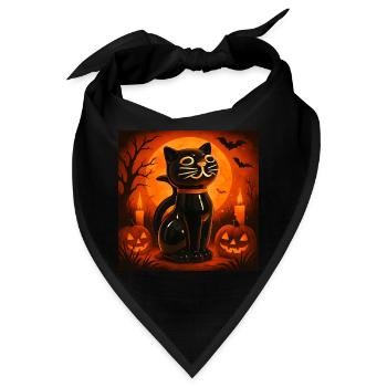 Grusel Katze Halloween Geschenk - Bandana - Schwarz - Vorne