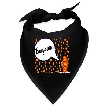 Hallo Französisches Croissant Frankreich - Bandana - Schwarz - Vorne