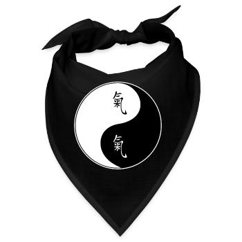 Yin Yang Symbol mit Chinesischen Schriftzeichen - Bandana - Schwarz - Vorne
