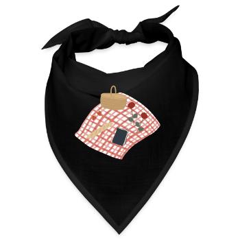 Rustikale Picknickszene Illustration - Bandana - Schwarz - Vorne