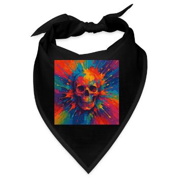 Colorful Skull Splatter Art Psychedelic - Bandana - Schwarz - Vorne