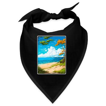 Lake Michigan USA Vintage-Reiseplakat Stadtlandschaft - Bandana - Schwarz - Vorne