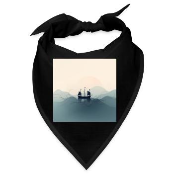 Segelboot im minimalistischen Ozean - Bandana - Schwarz - Vorne