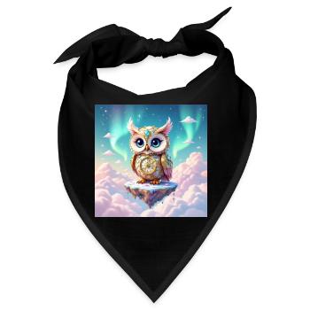Entzückende Fantasieeule mitten in den Wolken - Bandana - Schwarz - Vorne