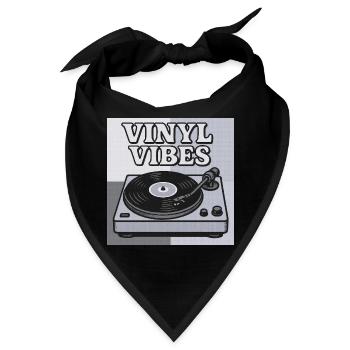 Vinyl Vibes Retro Plattenspieler Design - Bandana - Schwarz - Vorne