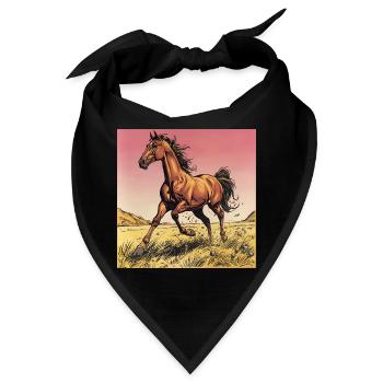 Dynamischer Wildpferd-Print - Bandana - Schwarz - Vorne