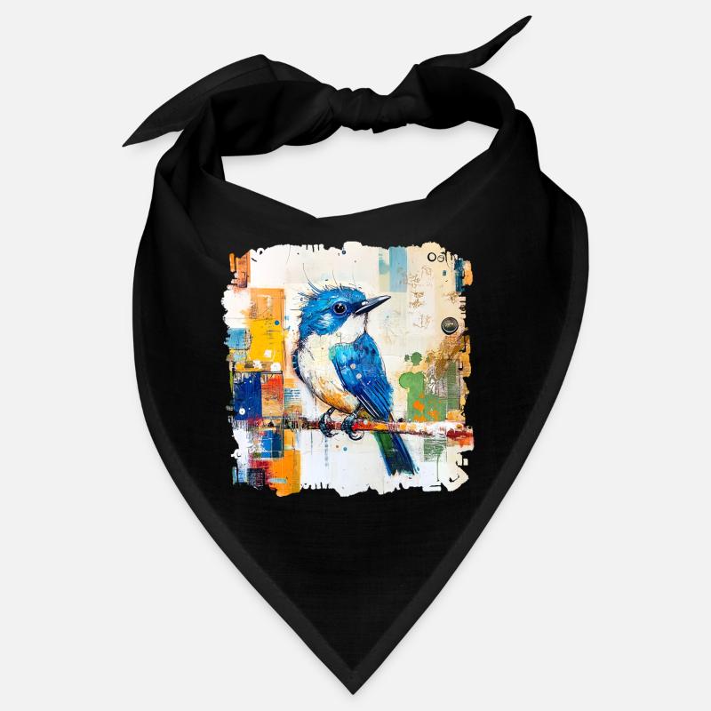 Oiseau bleu en bloc de couleur abstrait Bandana
