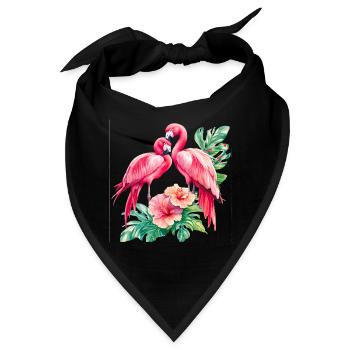 Flamingo Liebesduett im Tropenwald - Bandana - Schwarz - Vorne