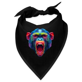 Bunter Polygonaffen Kopf - Bandana - Schwarz - Vorne