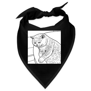 Linienzeichnung Entspannter Stubentiger - Bandana - Schwarz - Vorne
