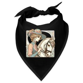 Dressurreiten Pferd edel Art Nouveau Geschenk - Bandana - Schwarz - Vorne