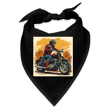 Plaid Socks + Biker Illustration - Bandana - Schwarz - Vorne