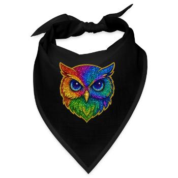 Eule | Waldkauz | Regenbogen Eulenzauber - Bandana - Schwarz - Vorne