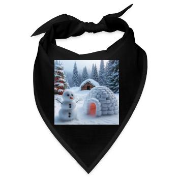 Winterlandschaft mit Schneemann und Iglu - Bandana - Schwarz - Vorne