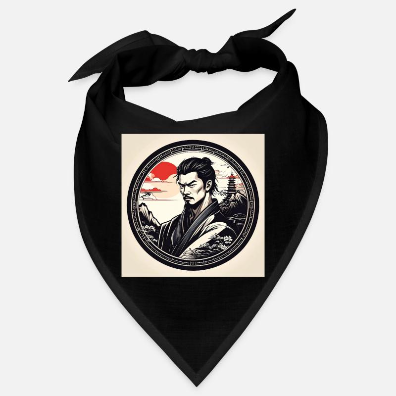 Samouraï dans un cadre circulaire au coucher du soleil Bandana