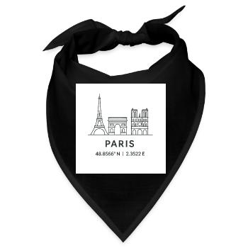 Paris Linienkunst Silhouette Wahrzeichen - Bandana - Schwarz - Vorne