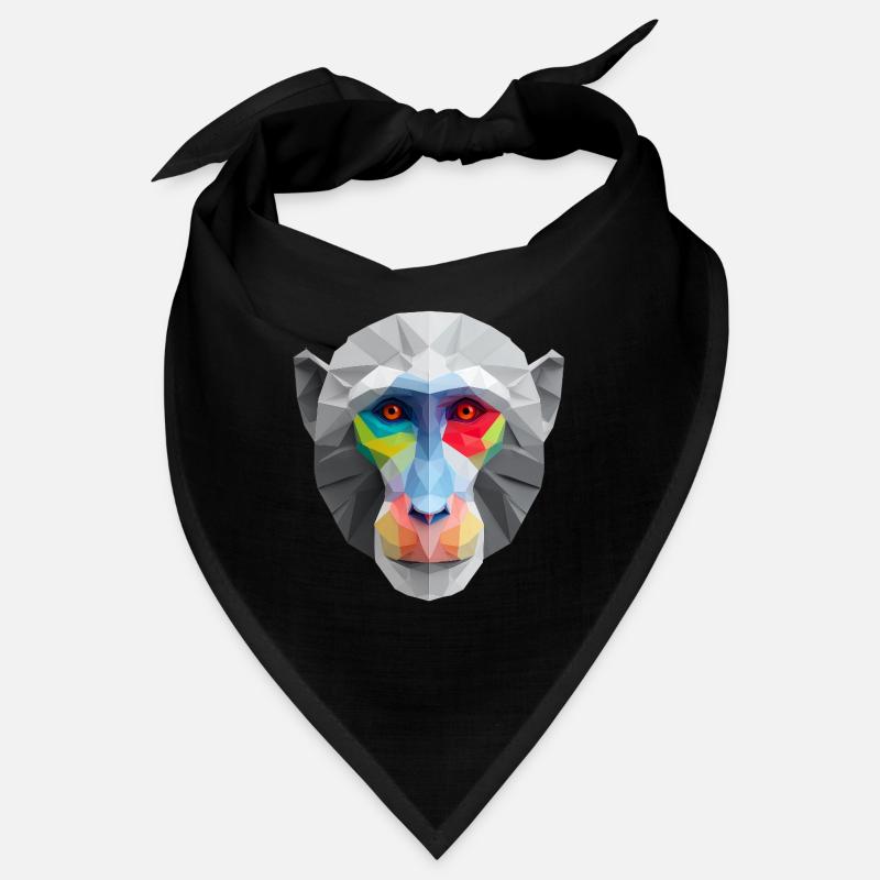 Coloration Low-Poly Monkey Face Logo Art Design Bandana
