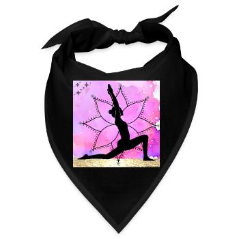 Yoga-Silhouette auf Mandala - Bandana - Schwarz - Vorne