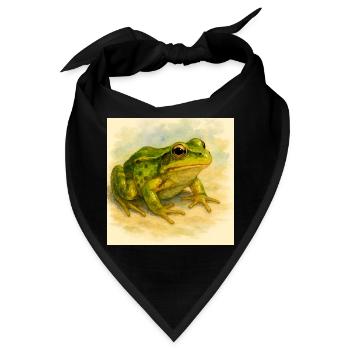 Aquarell Grüner Frosch - Bandana - Schwarz - Vorne
