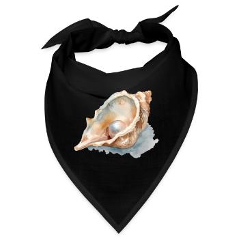 Aquarell Muschel mit Perle - Bandana - Schwarz - Vorne