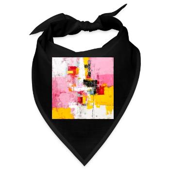 Abstrakte Farbblöcke Pink Gelb - Bandana - Schwarz - Vorne