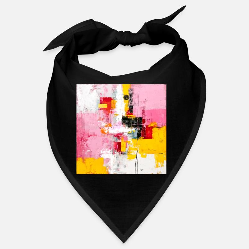 Abstrakte Farbblöcke Pink Gelb - Bandana - Schwarz