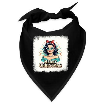 Retro Weihnachten Pin-Up T-Shirt - Bandana - Schwarz - Vorne