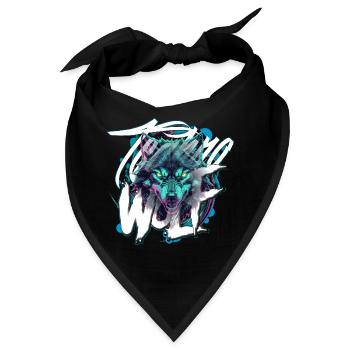 Neon Techno Wolf Head–Rave Wolf - Bandana - Schwarz - Vorne