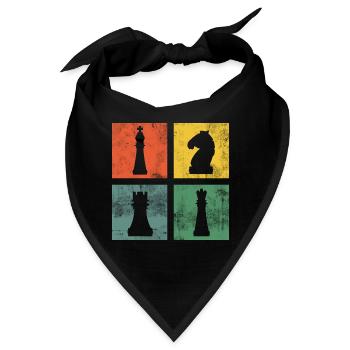 Schach Schachfigur Schachfiguren Schachspieler - Bandana - Schwarz - Vorne