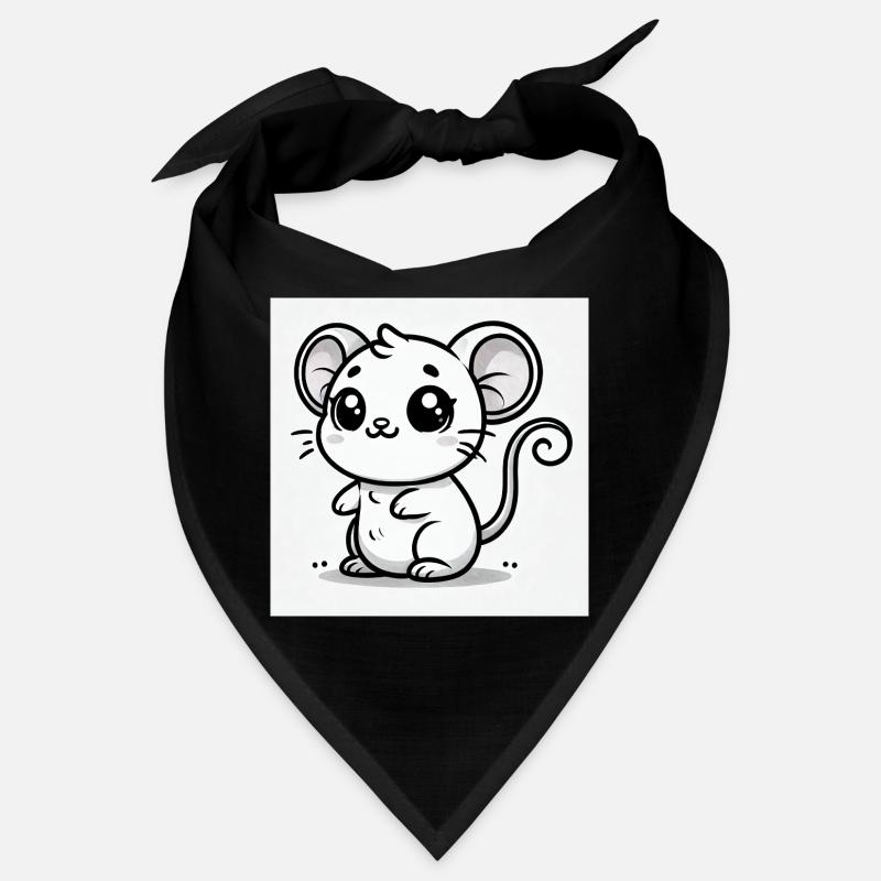 Souris Kawaii Noir Blanc Bandana