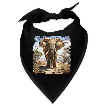 Savannen Elefant im Aquarellstil - Bandana - Schwarz - Vorne