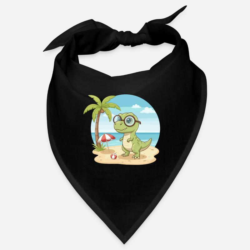 Cute Dinosaur with Glasses Beach Summer Vacation Bandana
