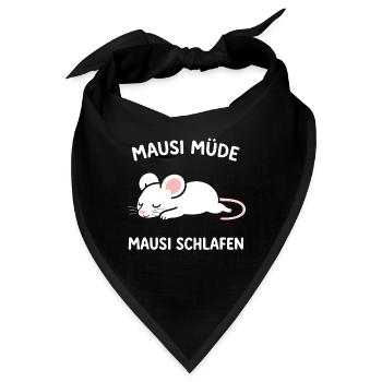 Mausi müde - Mausi schlafen | Süße Maus - Bandana - Schwarz - Vorne