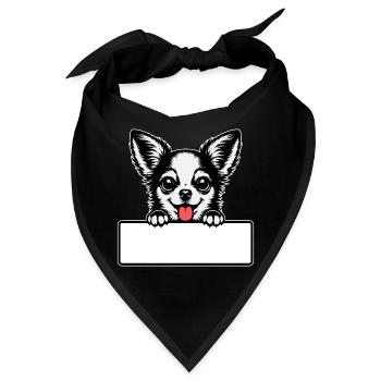 Chihuahua mit Namensschild - Bandana - Schwarz - Vorne