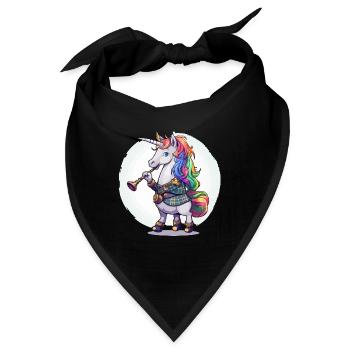 Buntes Einhorn mit Trompete - Bandana - Schwarz - Vorne