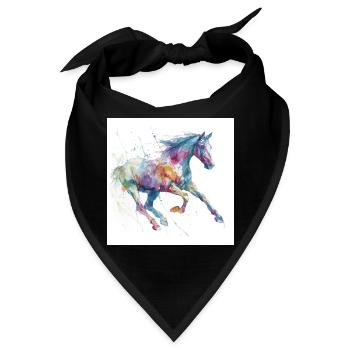 Lebendiges Aquarellpferd - Bandana - Schwarz - Vorne
