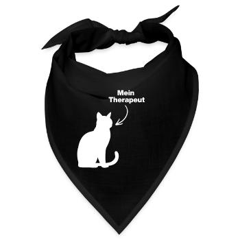 MEIN THERAPEUT: KATZE! 😻 CATLOVER KATZENLIEBE  - Bandana - Schwarz - Vorne