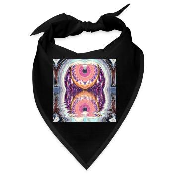 Kreismandala Reflexion in Neonfarben - Bandana - Schwarz - Vorne