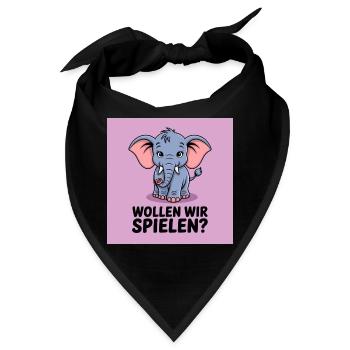 Spielender Elefant auf Lila - Bandana - Schwarz - Vorne