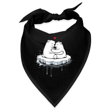 Zwei kuschelnde Eisbären auf Eisscholle  - Bandana - Schwarz - Vorne