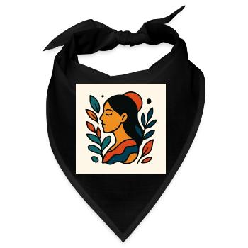 Farbenfrohes Porträt mit Laub - Bandana - Schwarz - Vorne