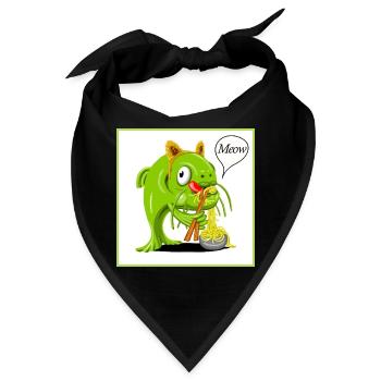 Cartoon Catfish in Cat Costume - Bandana - Schwarz - Vorne