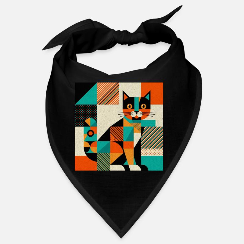 Silhouette géométrique de chat Bandana